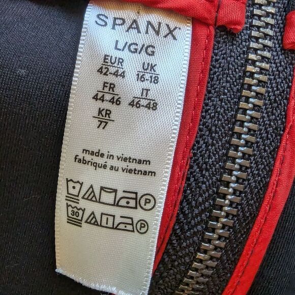 Spanx Perfect Fit Black 3/4 Sleeve A-Line Stretch Ponte Smoothing Dress Size L - Picture 7 of 15